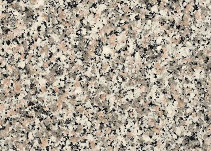 Detailaufnahme Natursteinplatte Granit Rosa Beta mit körniger Optik in Schwarz, Weiß, Grau und zartem Rosa